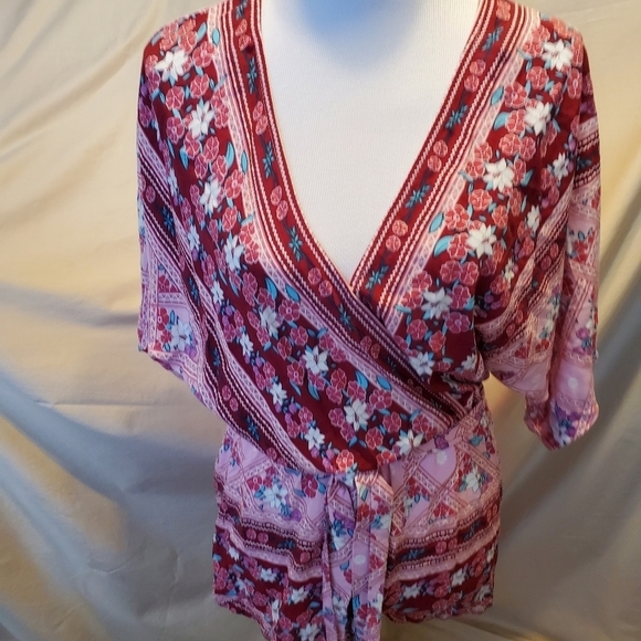 Lulu's V-Neck Boho Short Romper SZ SM - Picture 2 of 8
